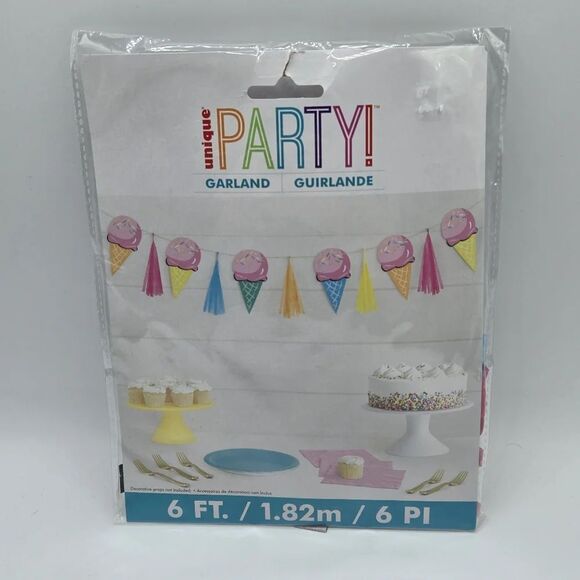 Unique Party Rainbow Ice Cream Birthday Sweets Garland with Tassels - Picture 3 of 5